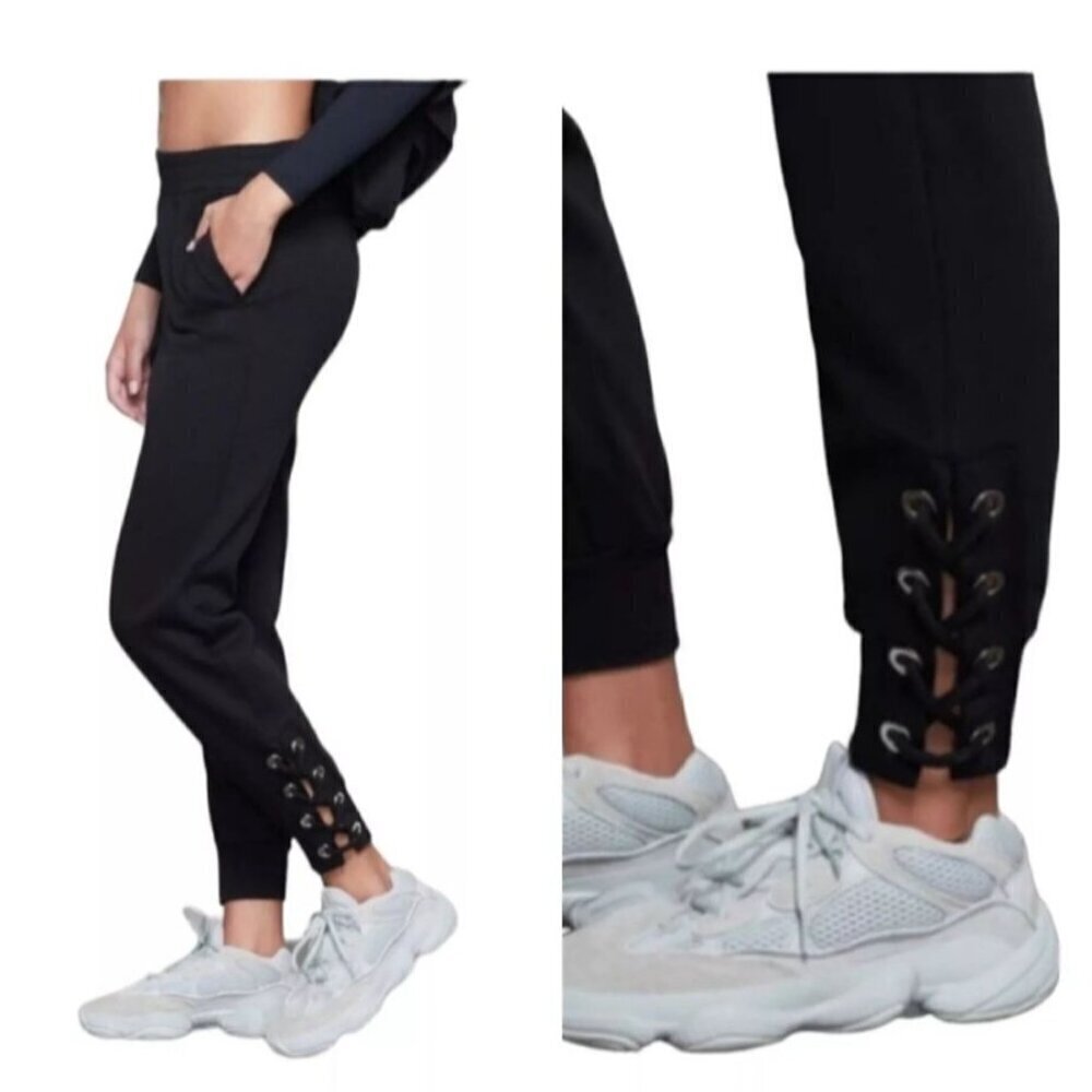 Good American Jogger Pants Size 16 3XL All Tied Up Essentials Black Lace-Up Ankl